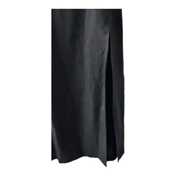 Powerline Canada Black Linen Maxi Skirt High Waist Sexy Slit Minimalist Luxury - Picture 11 of 14